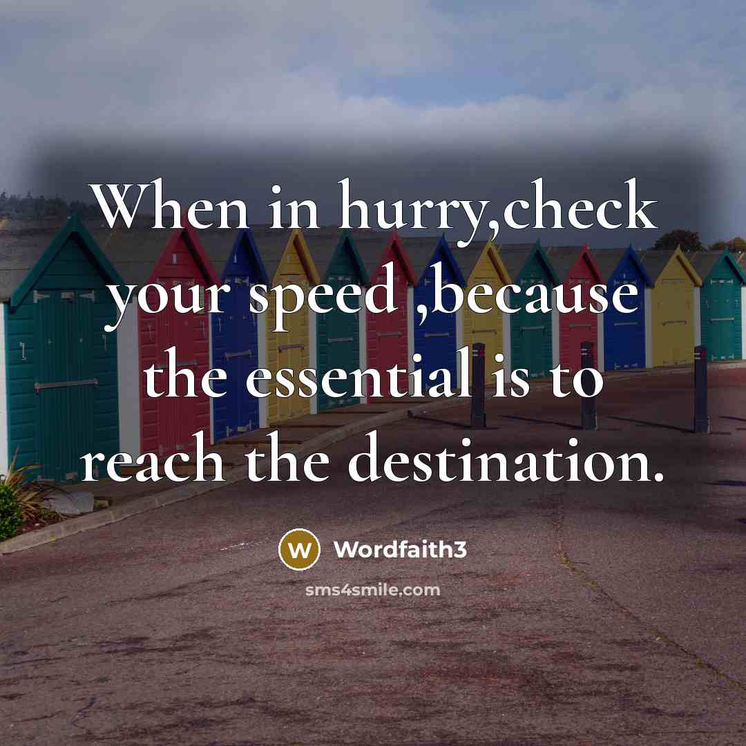 “When in hurry,check your speed ,because the essential is to reach the destination.” quote by Wordfaith3