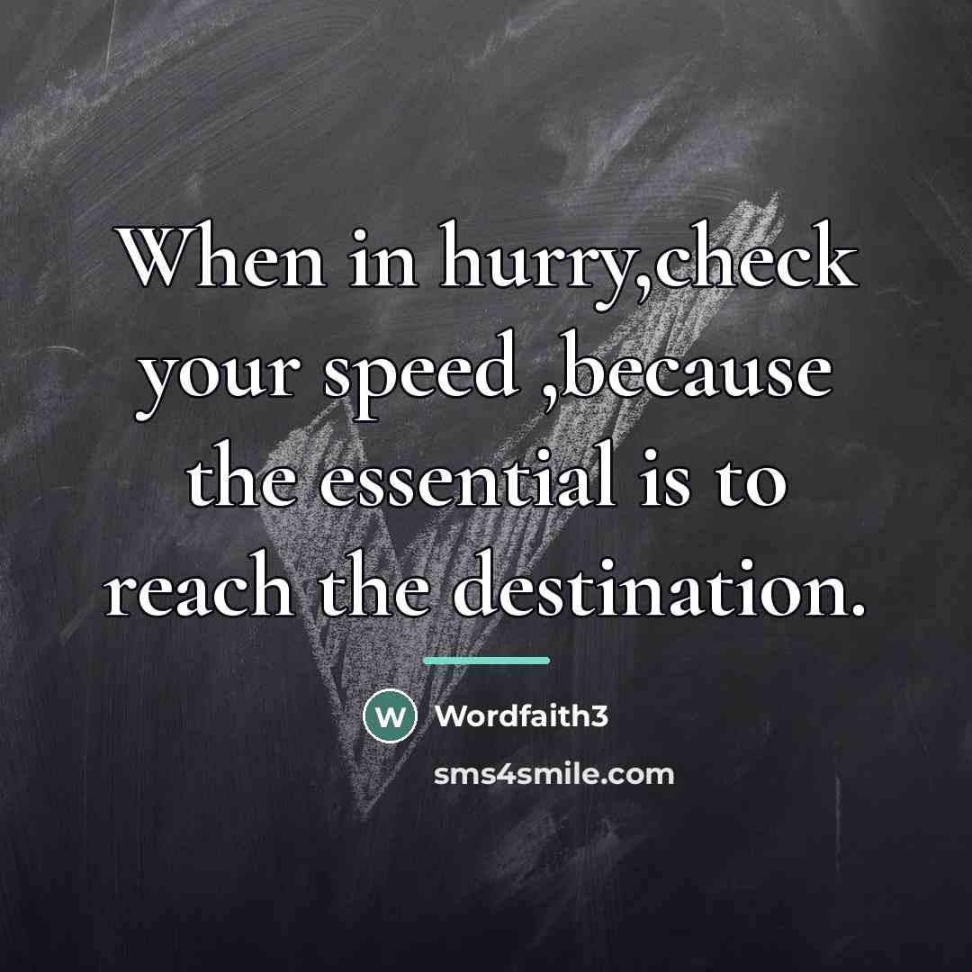 “When in hurry,check your speed ,because the essential is to…” quote by Wordfaith3