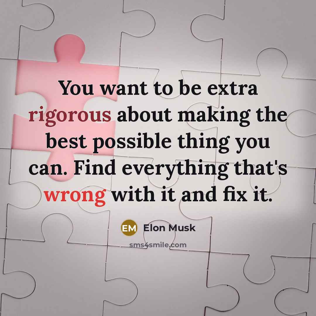 “You want to be extra rigorous about making the best…” quote by Elon Musk