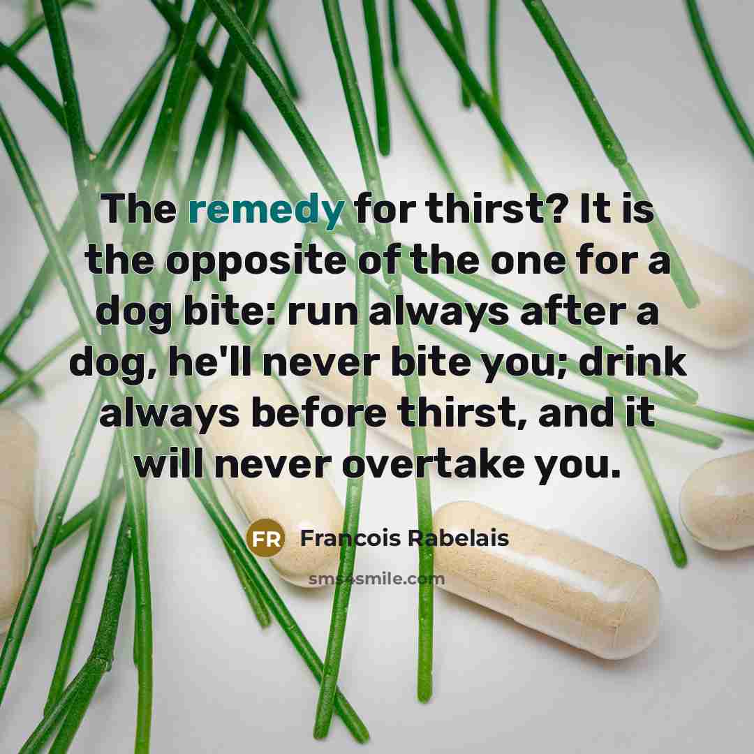 “The remedy for thirst? It is the opposite of the…” quote by Francois Rabelais