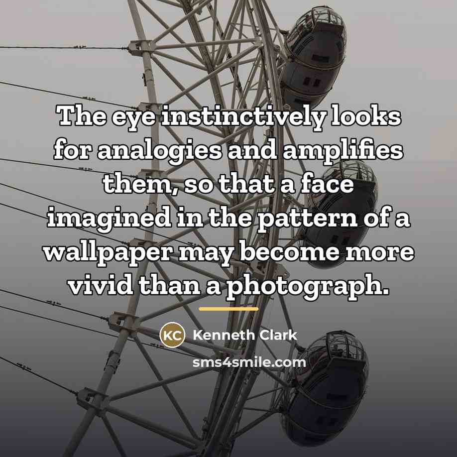 “The eye instinctively looks for analogies and amplifies them, so…” quote by Kenneth Clark