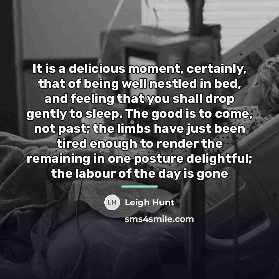 “It is a delicious moment, certainly, that of being well…” quote by Leigh Hunt