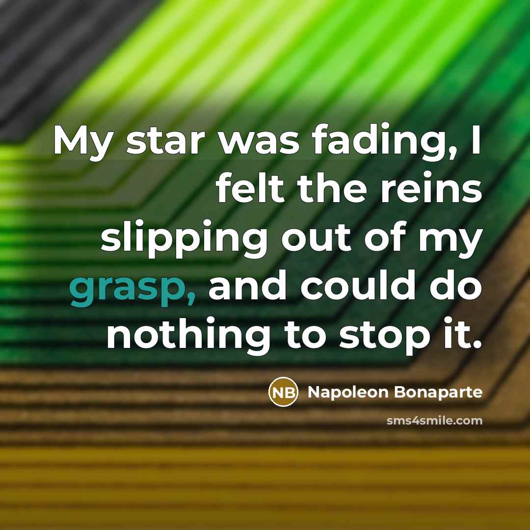 “My star was fading, I felt the reins slipping out…” quote by Napoleon Bonaparte