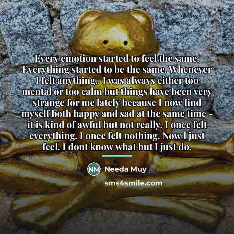 “Every emotion started to feel the same. Everything started to…” quote by Needa Muy