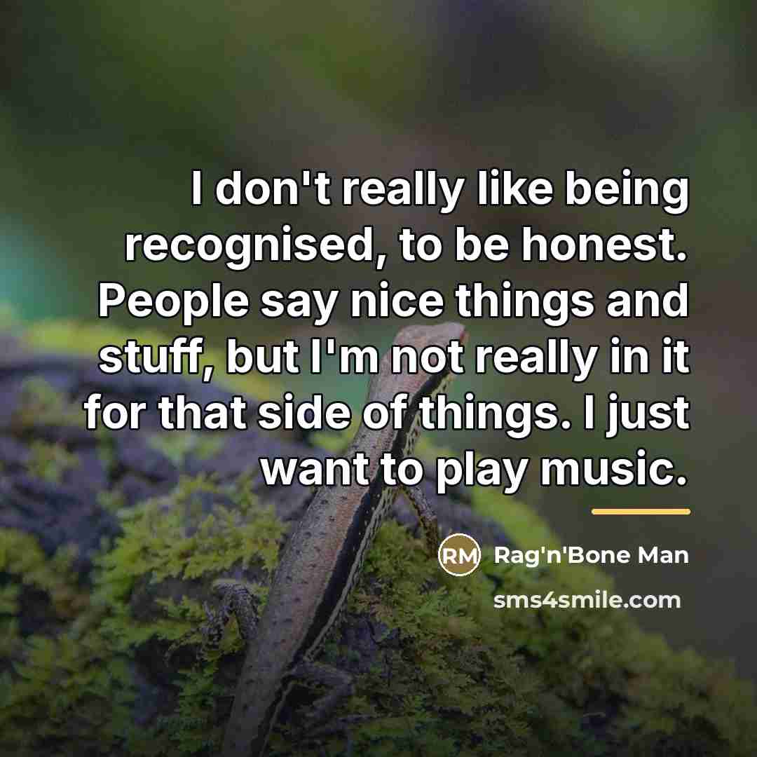 “I don't really like being recognised, to be honest. People…” quote by Rag'n'Bone Man