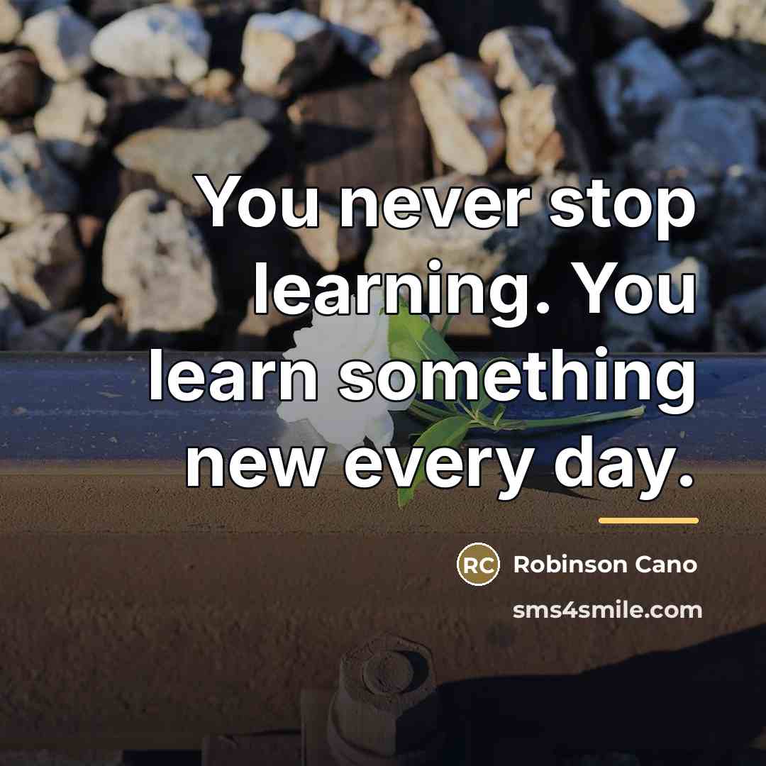 “You never stop learning. You learn something new every day.…” quote by Robinson Cano