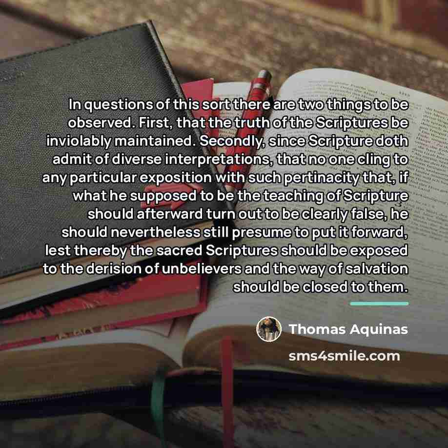 “In questions of this sort there are two things to…” quote by Thomas Aquinas