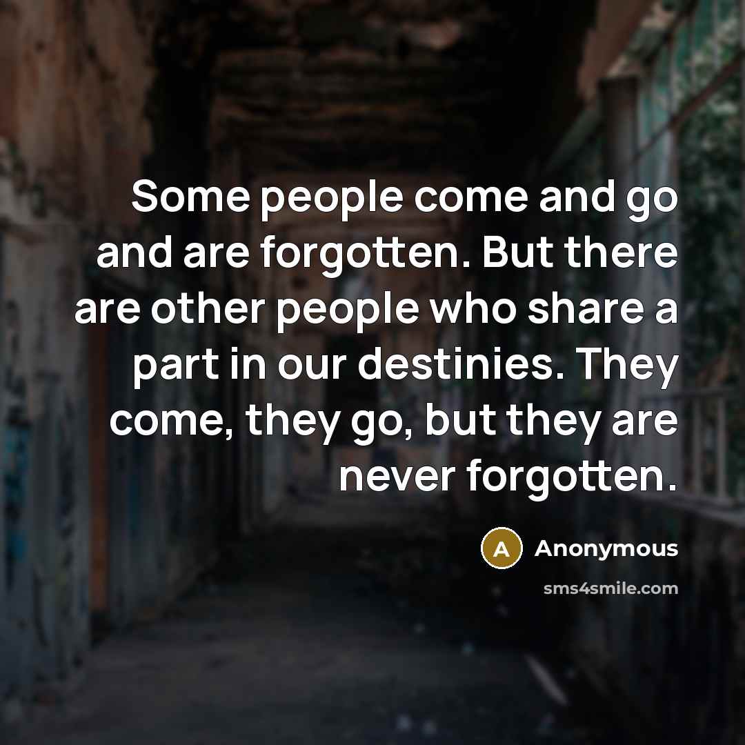 “Some people come and go and are forgotten. But there…” quote by Anonymous