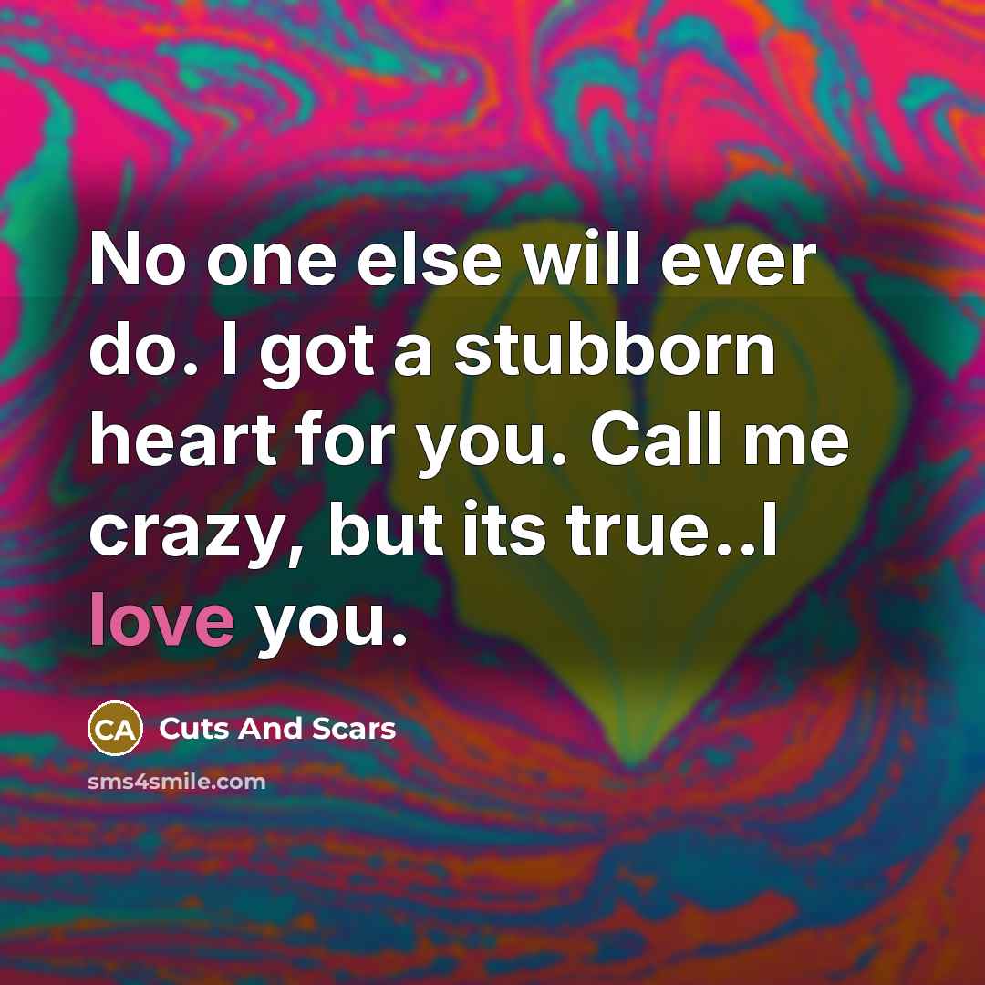 “No one else will ever do. I got a stubborn…” quote by Cuts And Scars