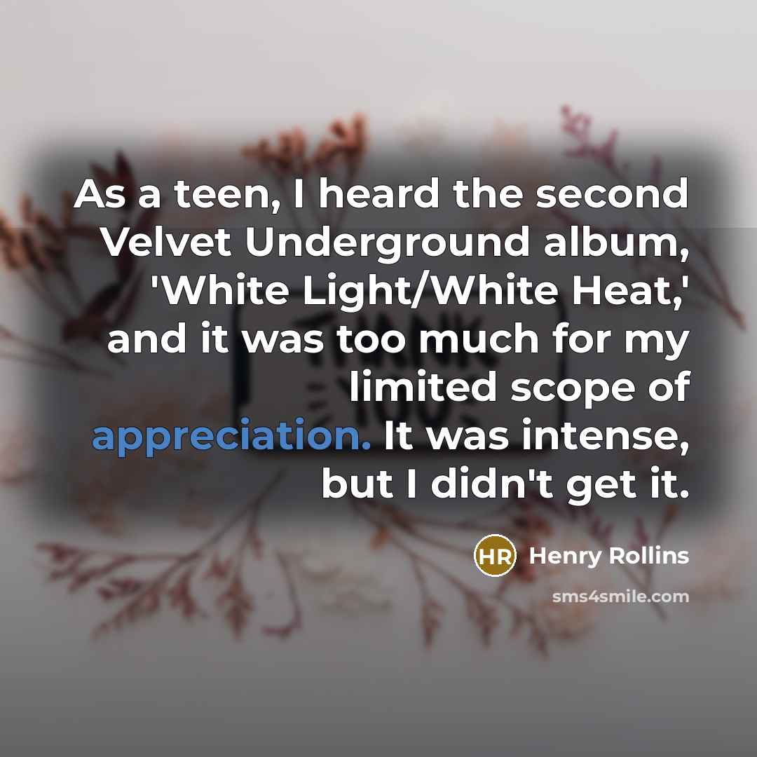 “As a teen, I heard the second Velvet Underground album,…” quote by Henry Rollins