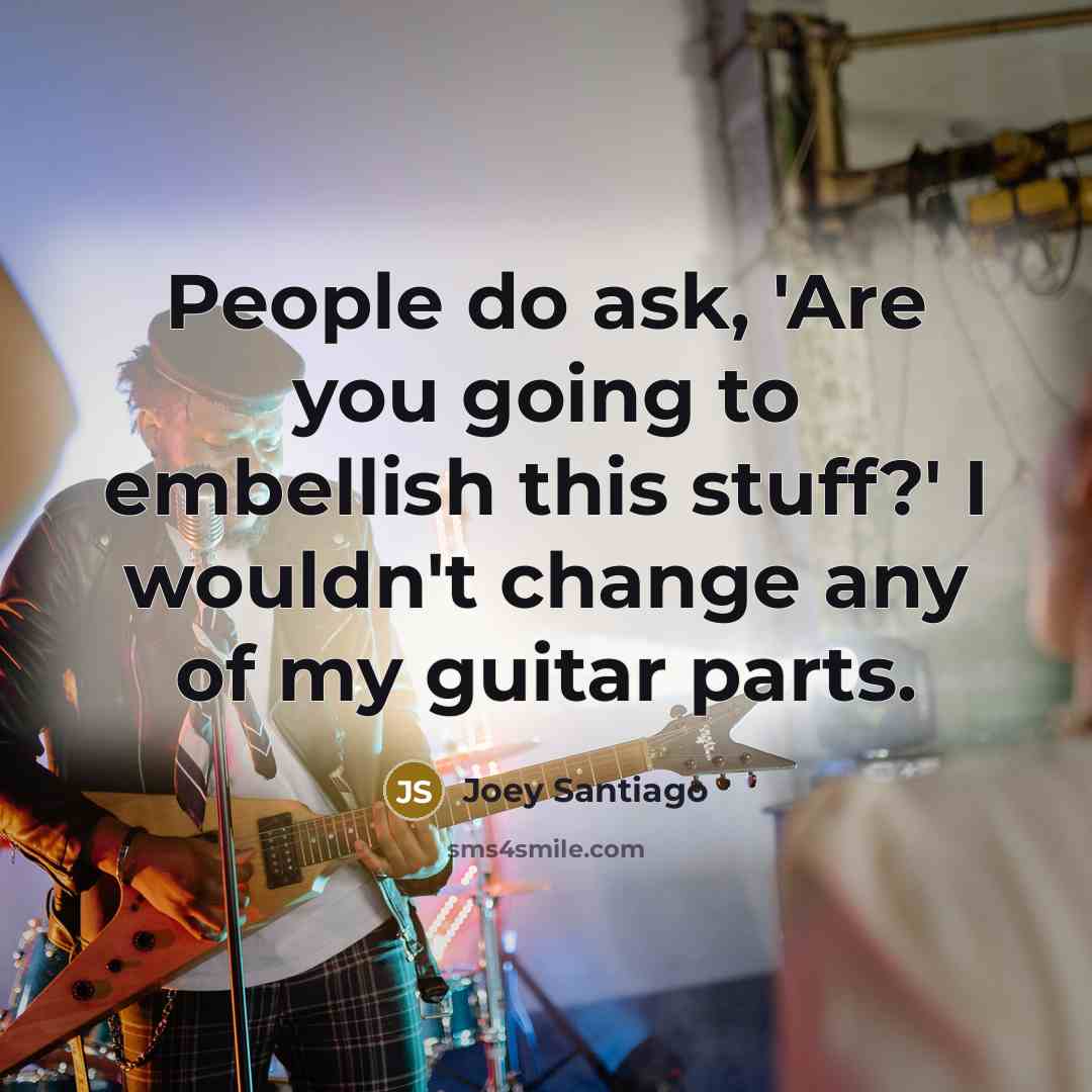 “People do ask, 'Are you going to embellish this stuff?'…” quote by Joey Santiago
