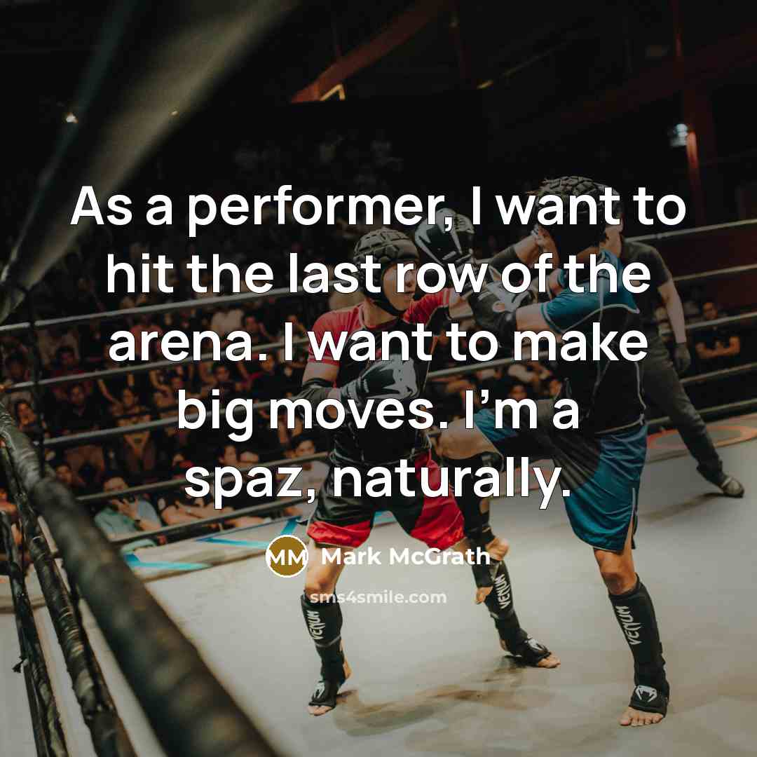“As a performer, I want to hit the last row…” quote by Mark McGrath