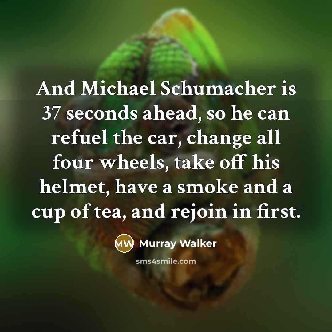 “And Michael Schumacher is 37 seconds ahead, so he can…” quote by Murray Walker