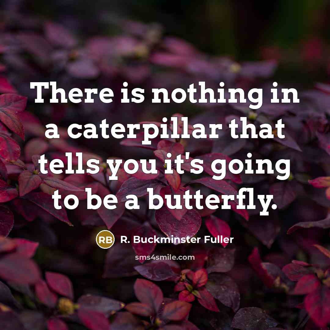 “There is nothing in a caterpillar that tells you it's…” quote by R. Buckminster Fuller