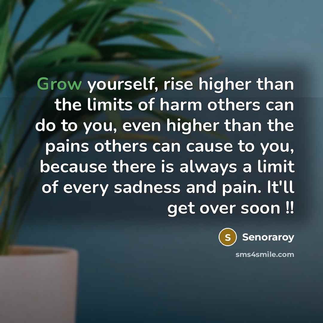“Grow yourself, rise higher than the limits of harm others…” quote by Senoraroy