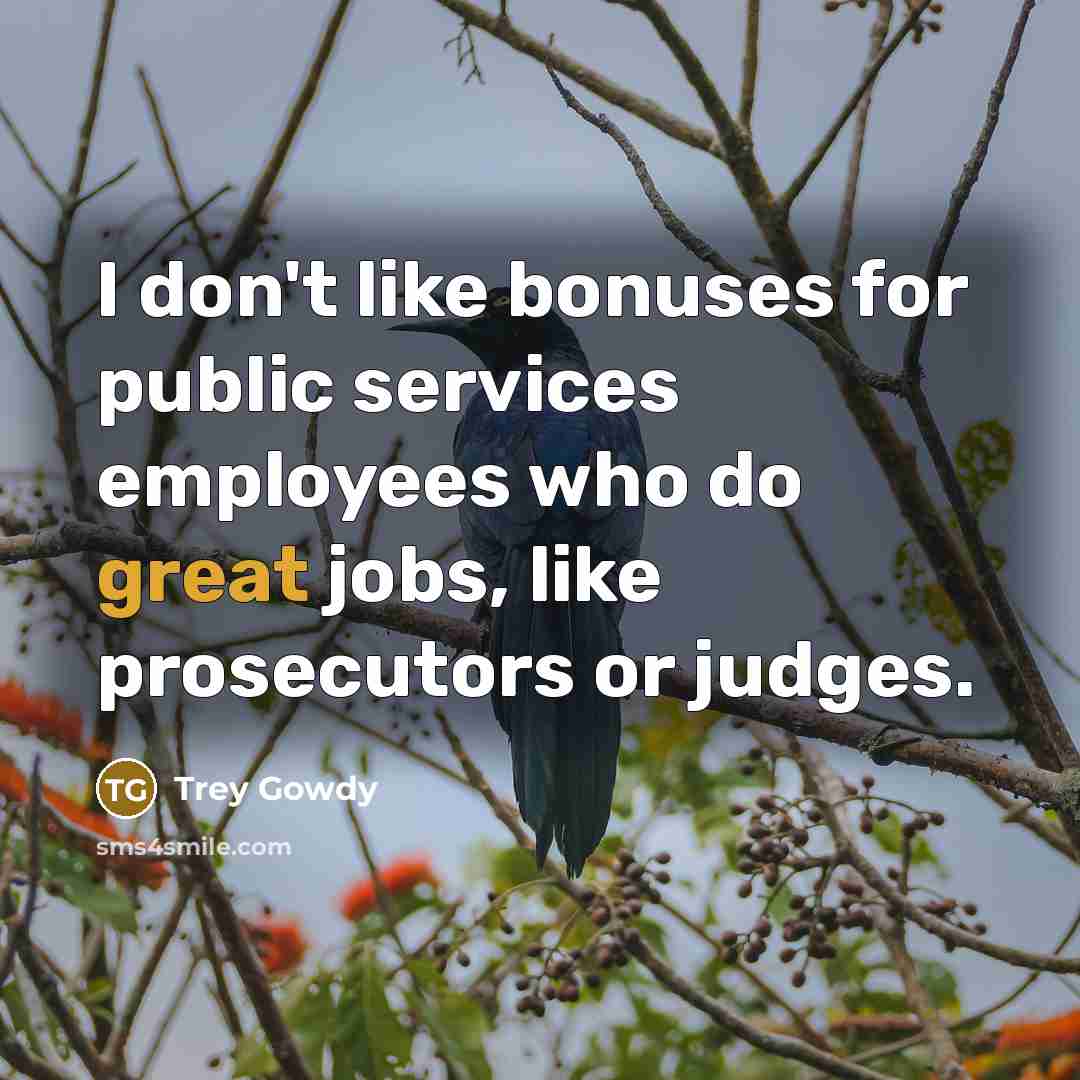 “I don't like bonuses for public services employees who do…” quote by Trey Gowdy
