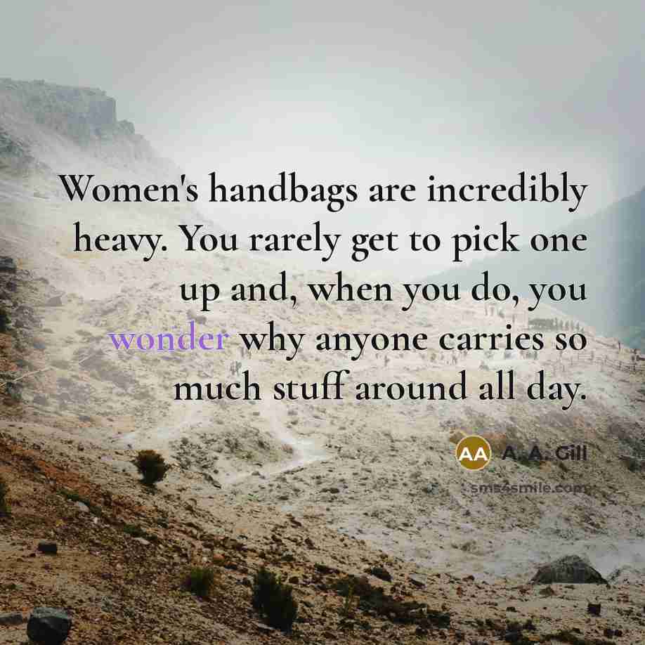 “Women's handbags are incredibly heavy. You rarely get to pick…” quote by A. A. Gill