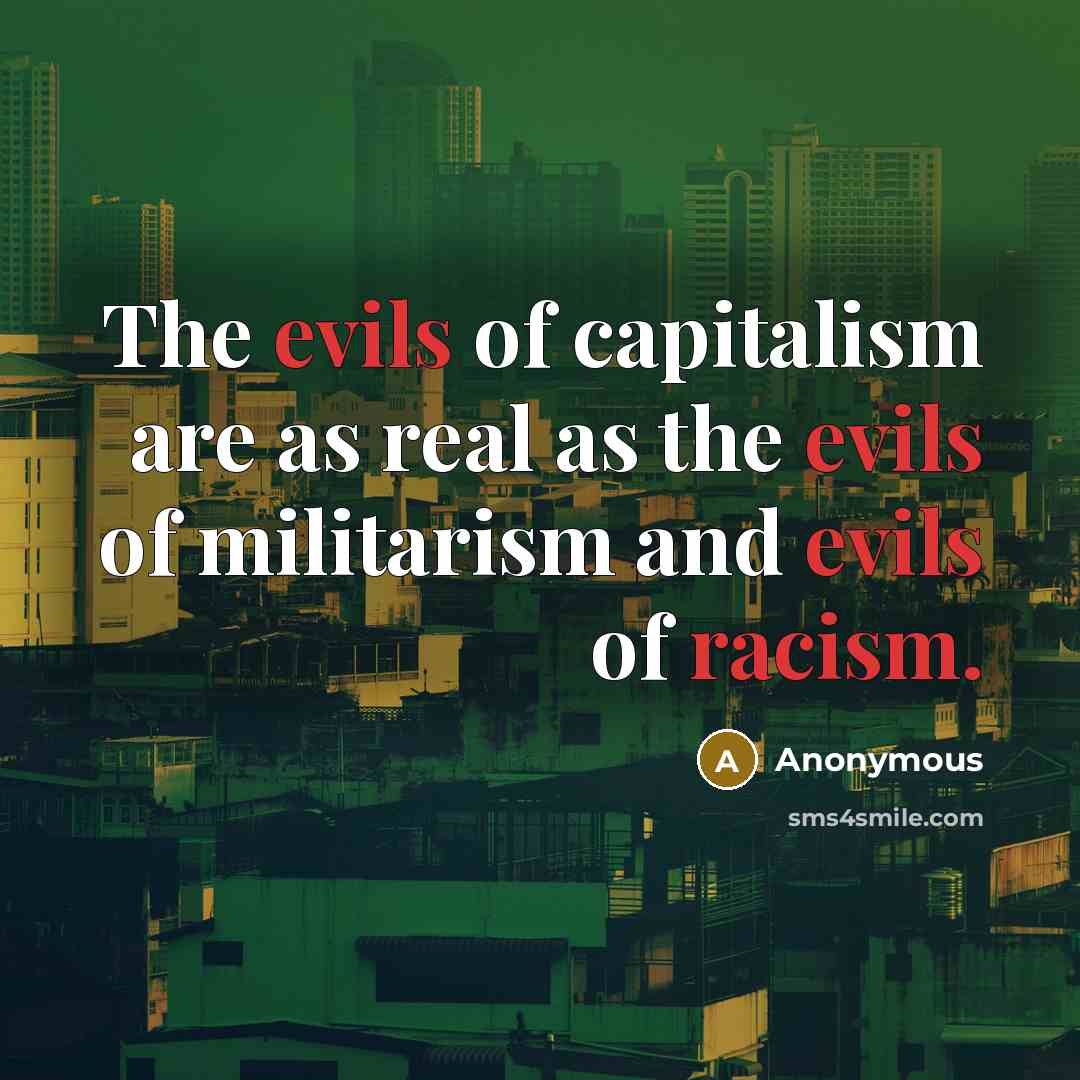 “The evils of capitalism are as real as the evils…” quote by Anonymous