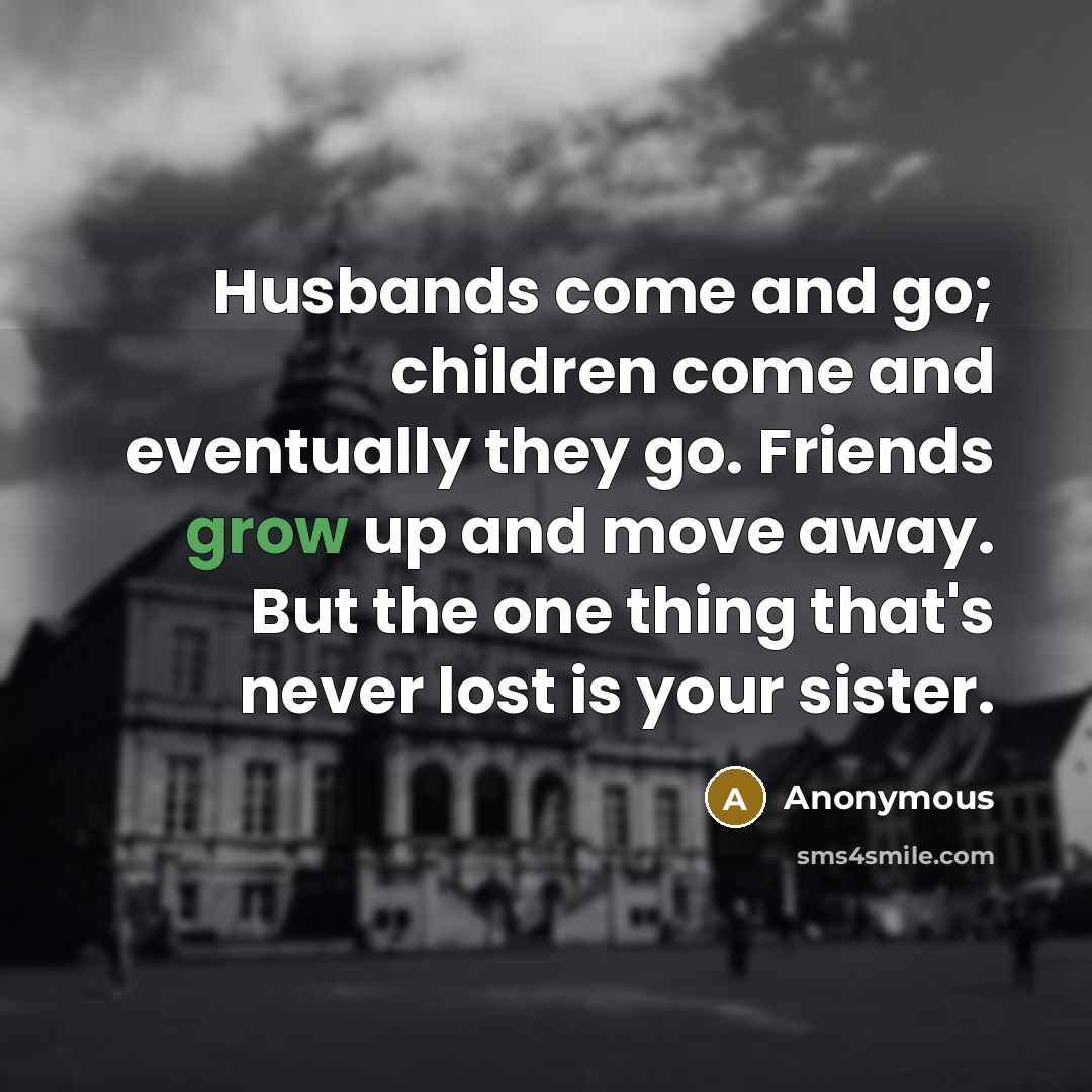 “Husbands come and go; children come and eventually they go.…” quote by Anonymous