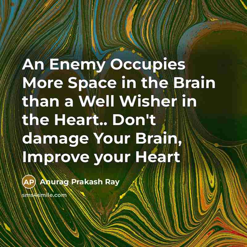 “An Enemy Occupies More Space in the Brain than a…” quote by Anurag Prakash Ray