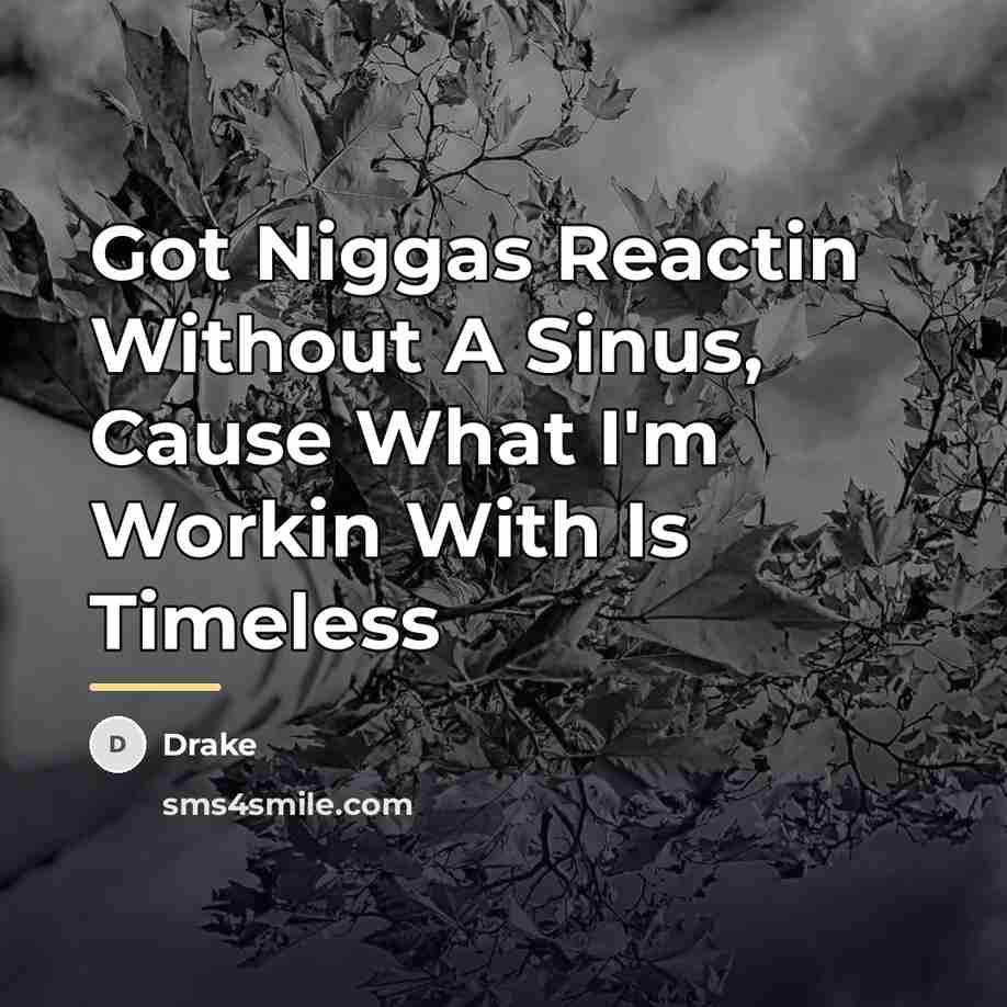 “Got Niggas Reactin Without A Sinus, Cause What I'm Workin…” quote by Drake