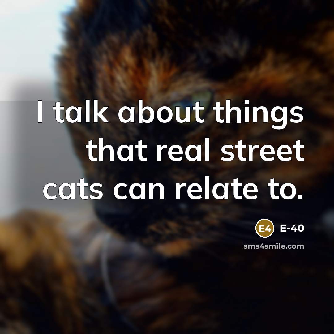 “I talk about things that real street cats can relate…” quote by E-40