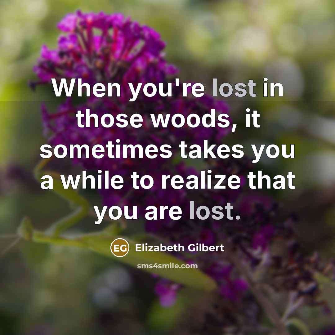 “When you're lost in those woods, it sometimes takes you…” quote by Elizabeth Gilbert