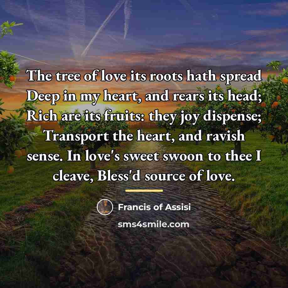“The tree of love its roots hath spread Deep in…” quote by Francis of Assisi