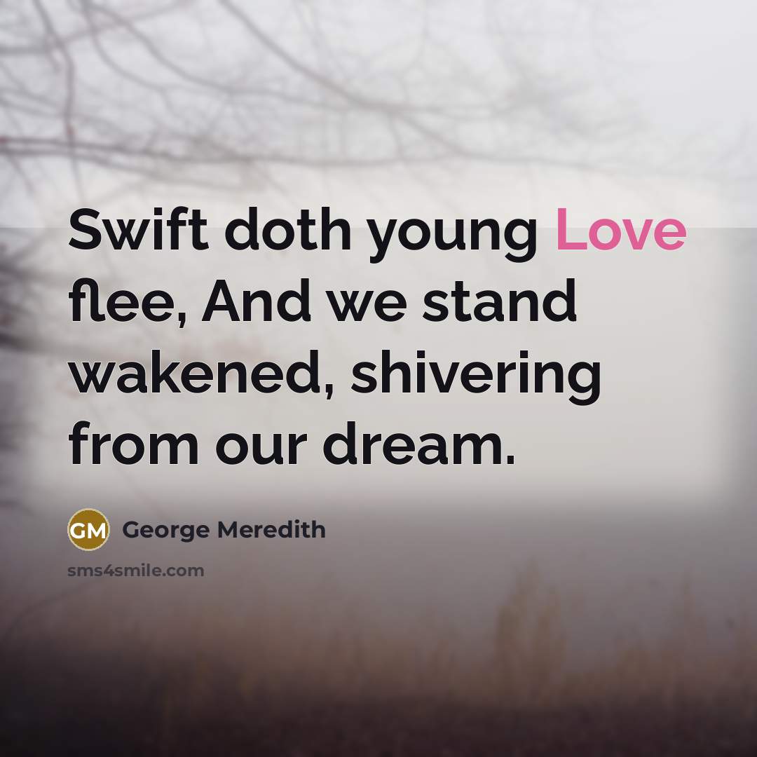 “Swift doth young Love flee, And we stand wakened, shivering…” quote by George Meredith