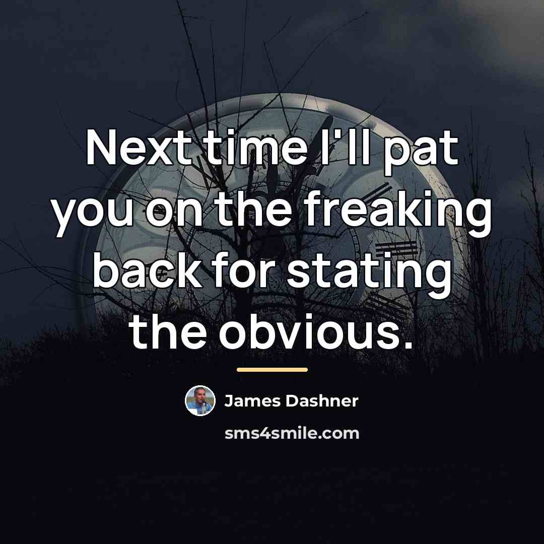 “Next time I'll pat you on the freaking back for…” quote by James Dashner