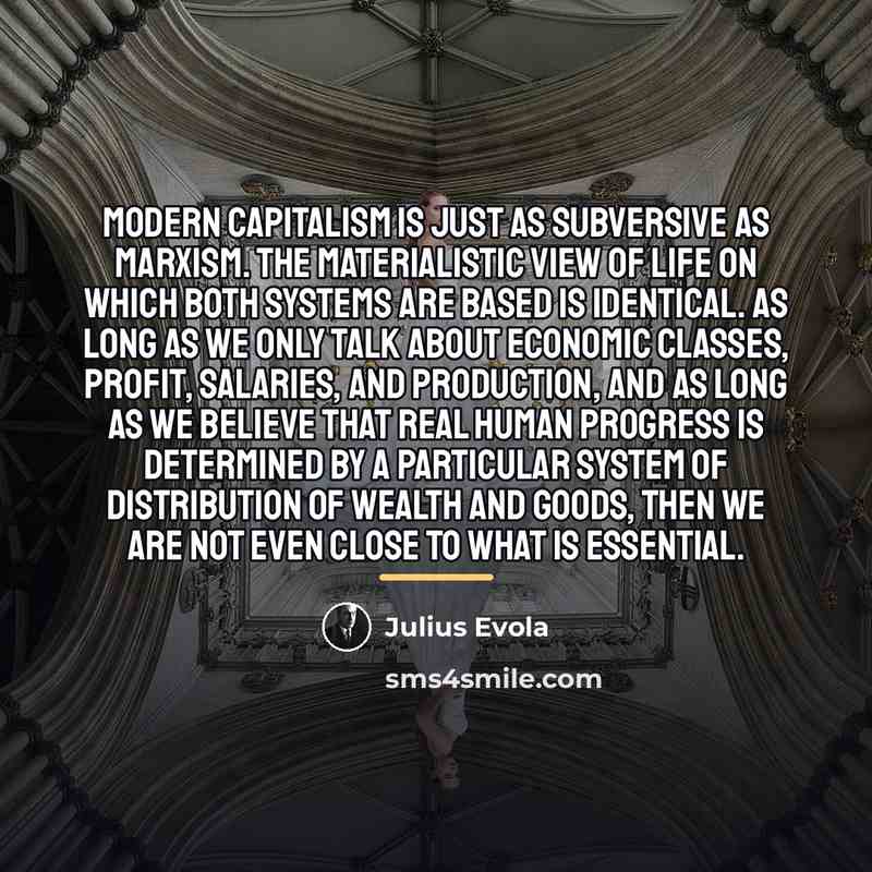 “Modern capitalism is just as subversive as Marxism. The materialistic…” quote by Julius Evola