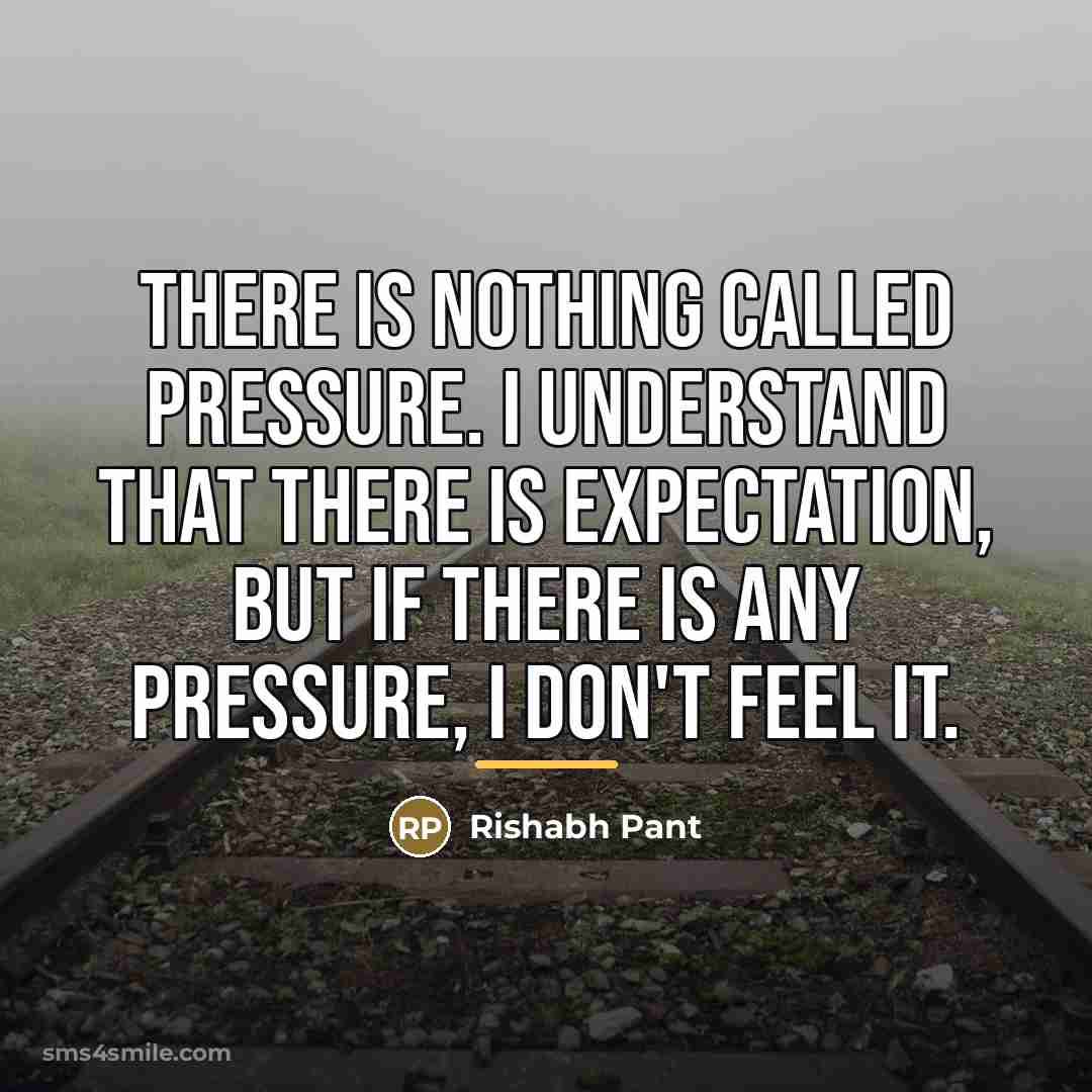 “There is nothing called pressure. I understand that there is…” quote by Rishabh Pant