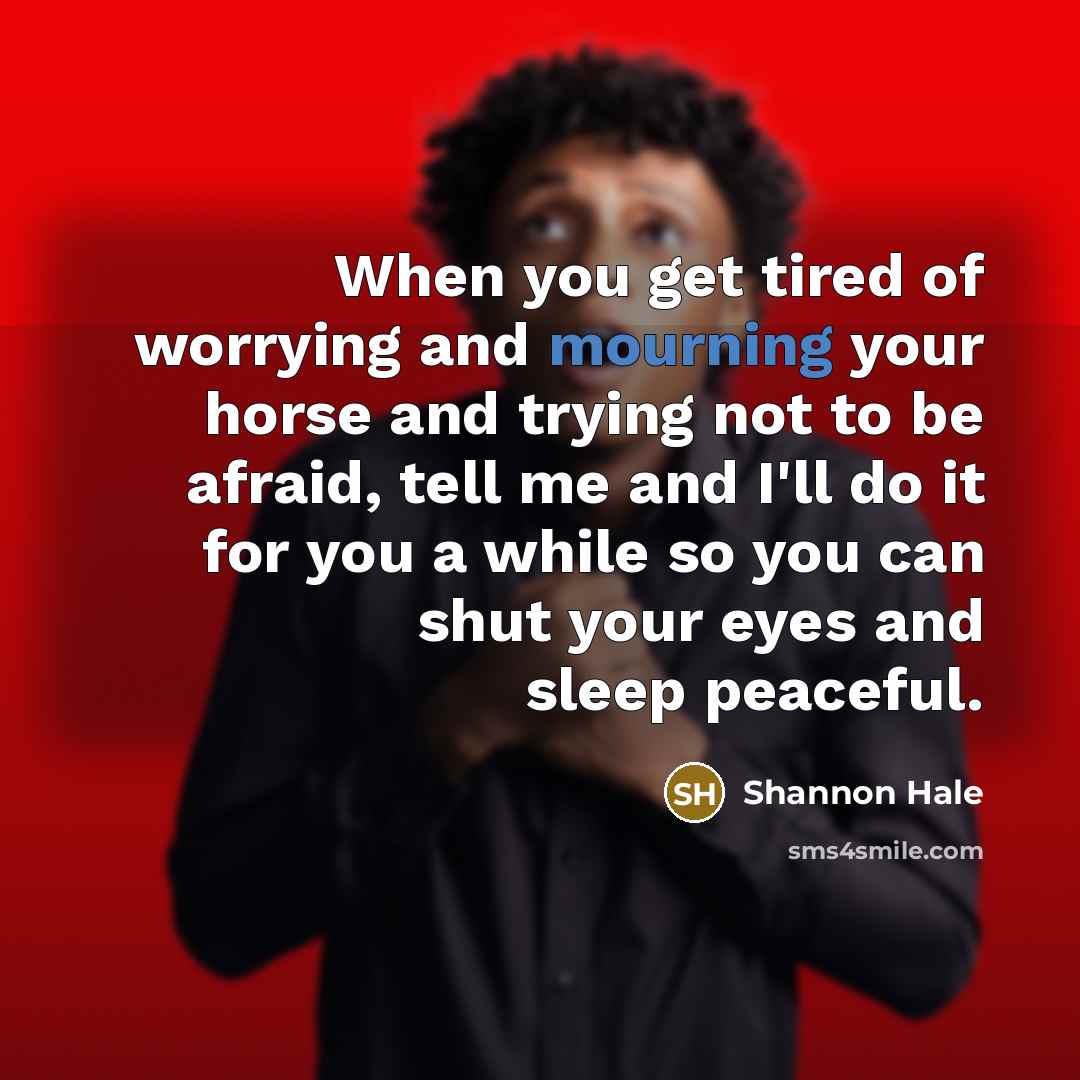 “When you get tired of worrying and mourning your horse…” quote by Shannon Hale