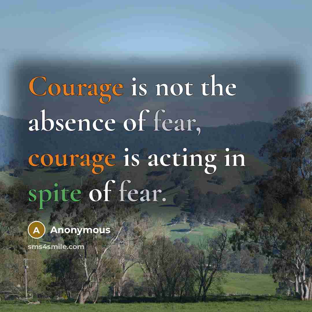 “Courage is not the absence of fear, courage is acting…” quote by Anonymous
