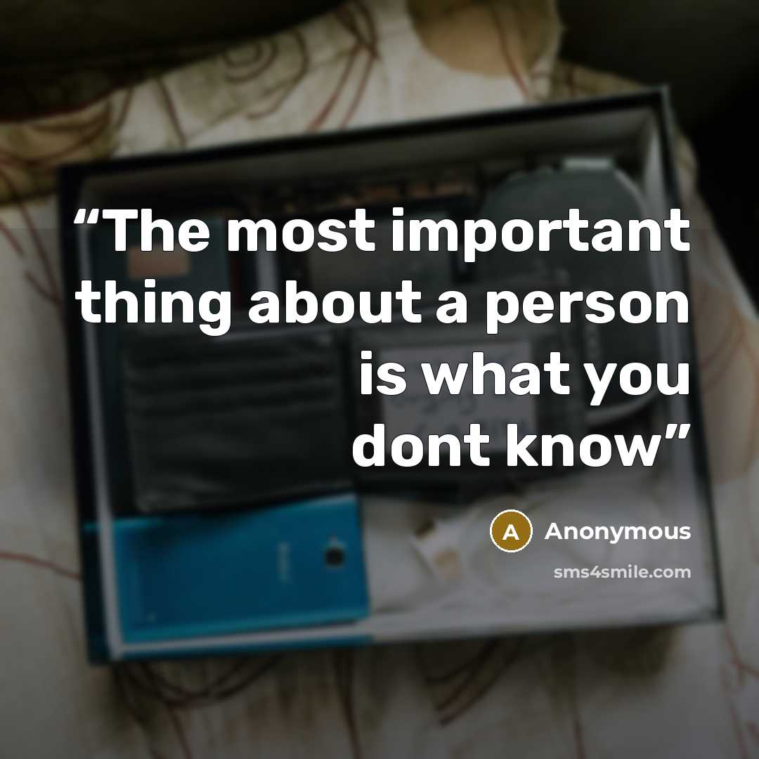 “The most important thing about a person is what you dont know” quote by Anonymous