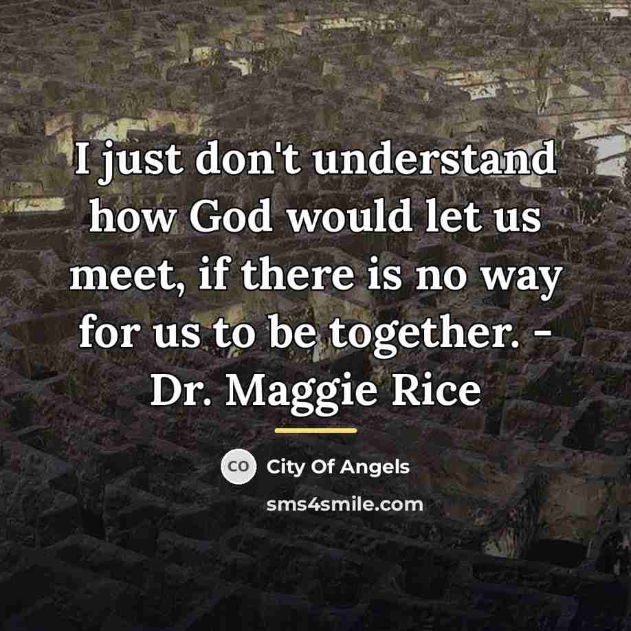 “I just don't understand how God would let us meet,…” quote by City Of Angels