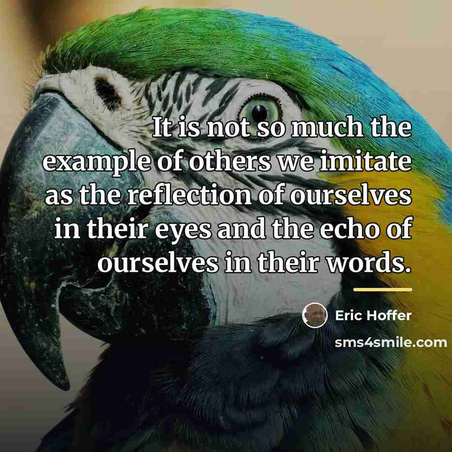 “It is not so much the example of others we…” quote by Eric Hoffer