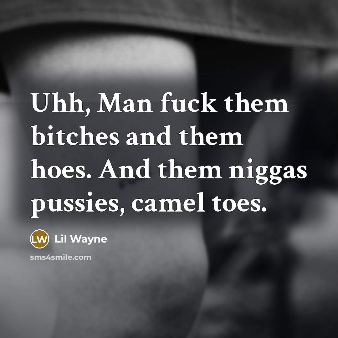 “Uhh, Man fuck them bitches and them hoes. And them…” quote by Lil Wayne