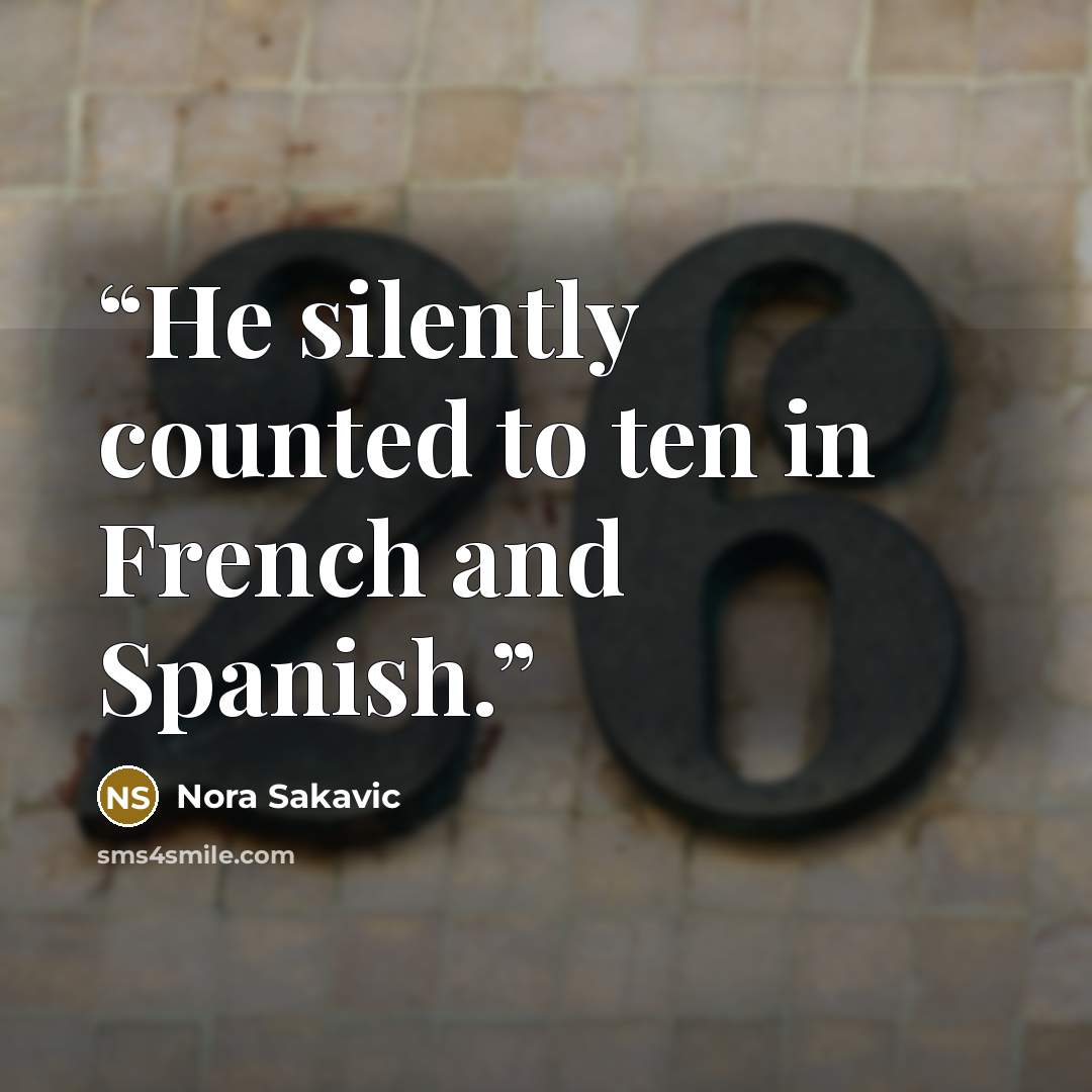 “He silently counted to ten in French and Spanish.” quote by Nora Sakavic