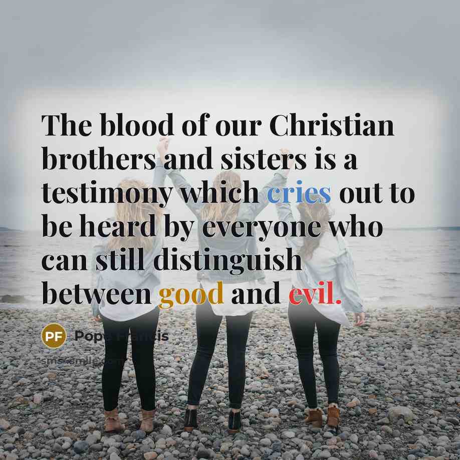 “The blood of our Christian brothers and sisters is a…” quote by Pope Francis