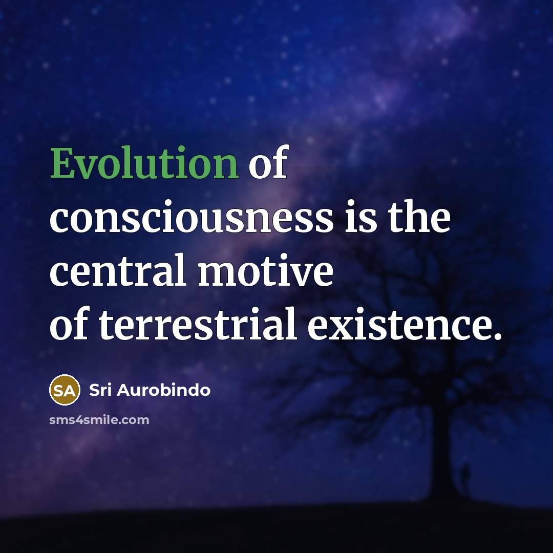 “Evolution of consciousness is the central motive of terrestrial existence.…” quote by Sri Aurobindo