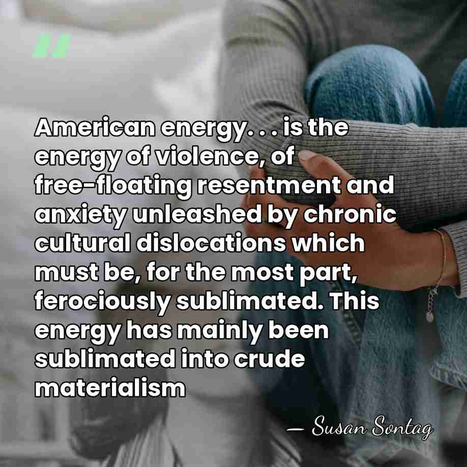 American energy. . . is the energy of violence, of free-floating resentment&hellip; - Susan Sontag