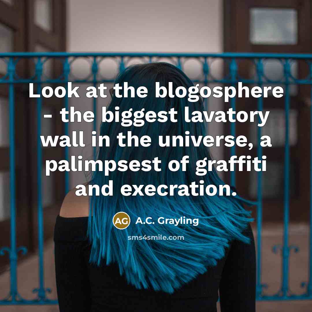 “Look at the blogosphere - the biggest lavatory wall in…” quote by A.C. Grayling