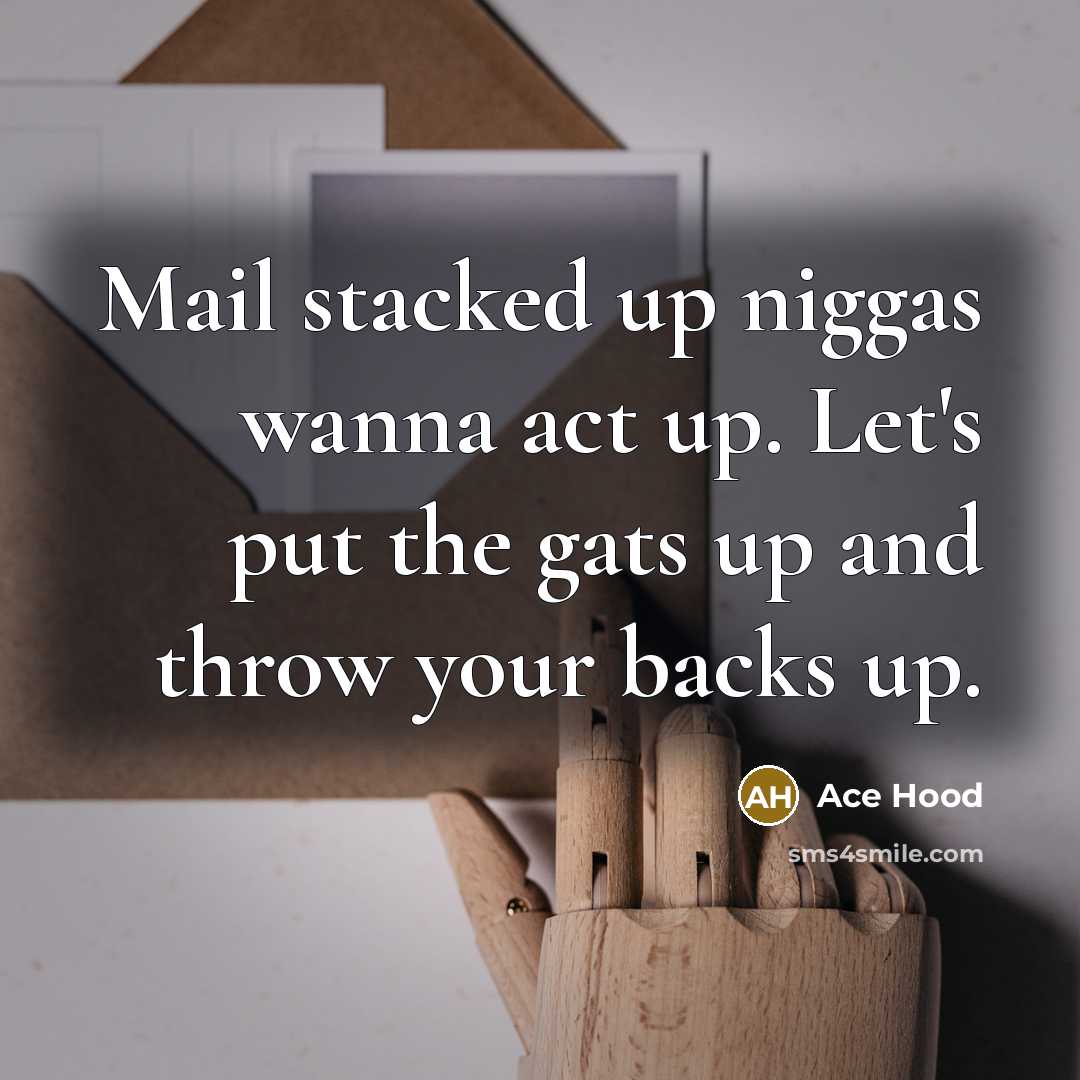 “Mail stacked up niggas wanna act up. Let's put the…” quote by Ace Hood