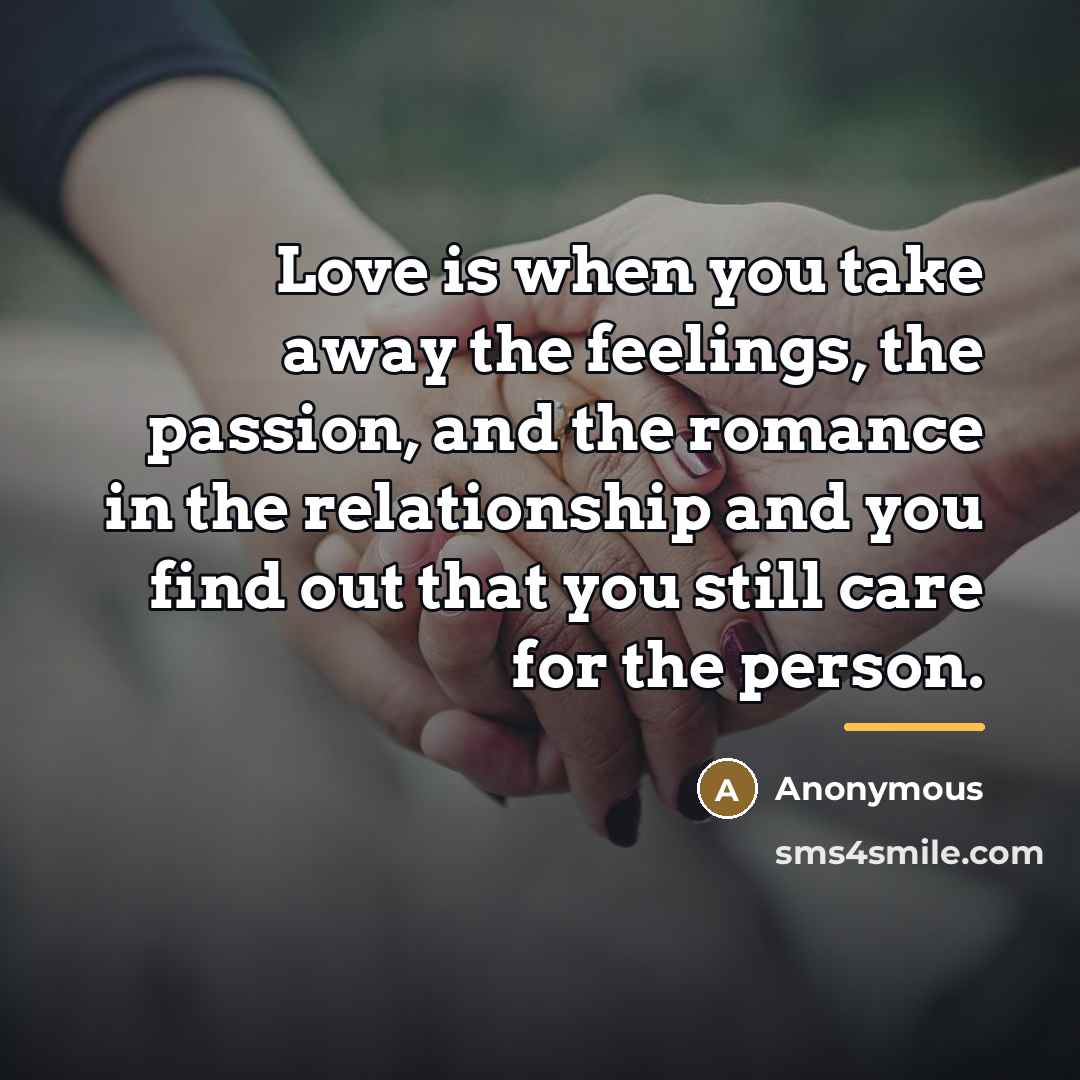 “Love is when you take away the feelings, the passion,…” quote by Anonymous