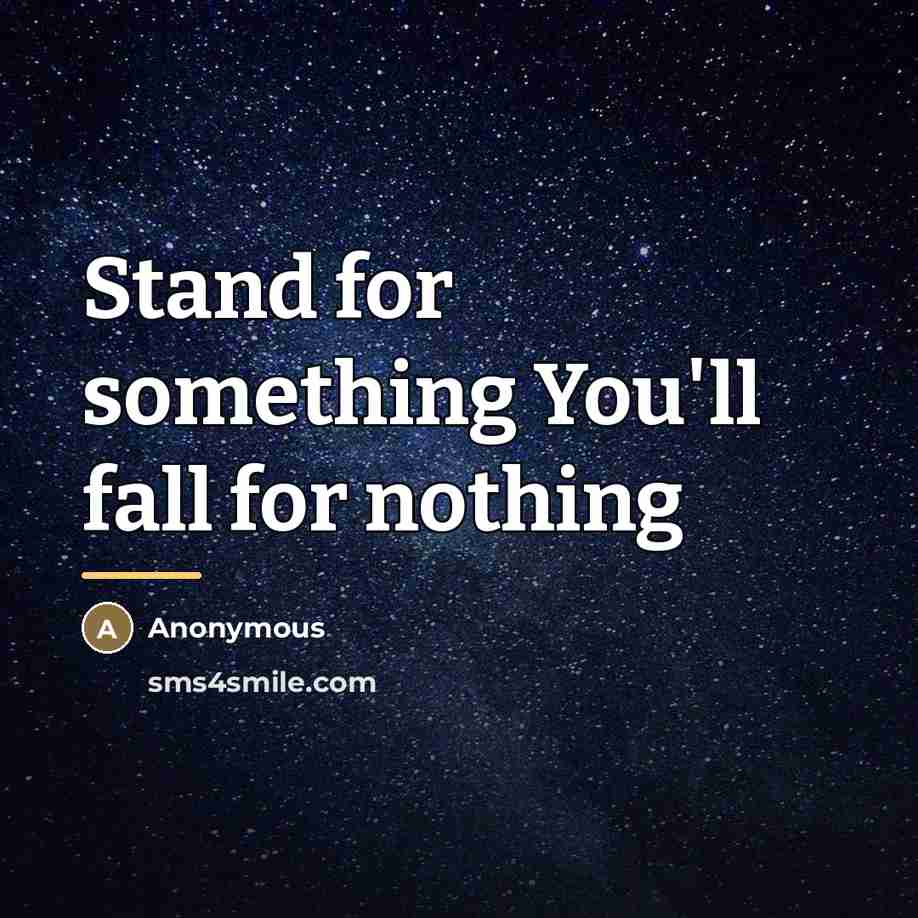 “Stand for something You'll fall for nothing…” quote by Anonymous