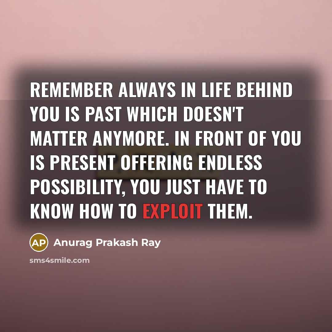 “Remember always in life behind you is past which doesn't…” quote by Anurag Prakash Ray