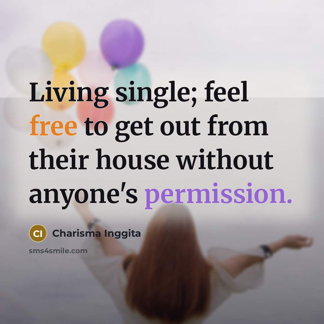 “Living single; feel free to get out from their house…” quote by Charisma Inggita