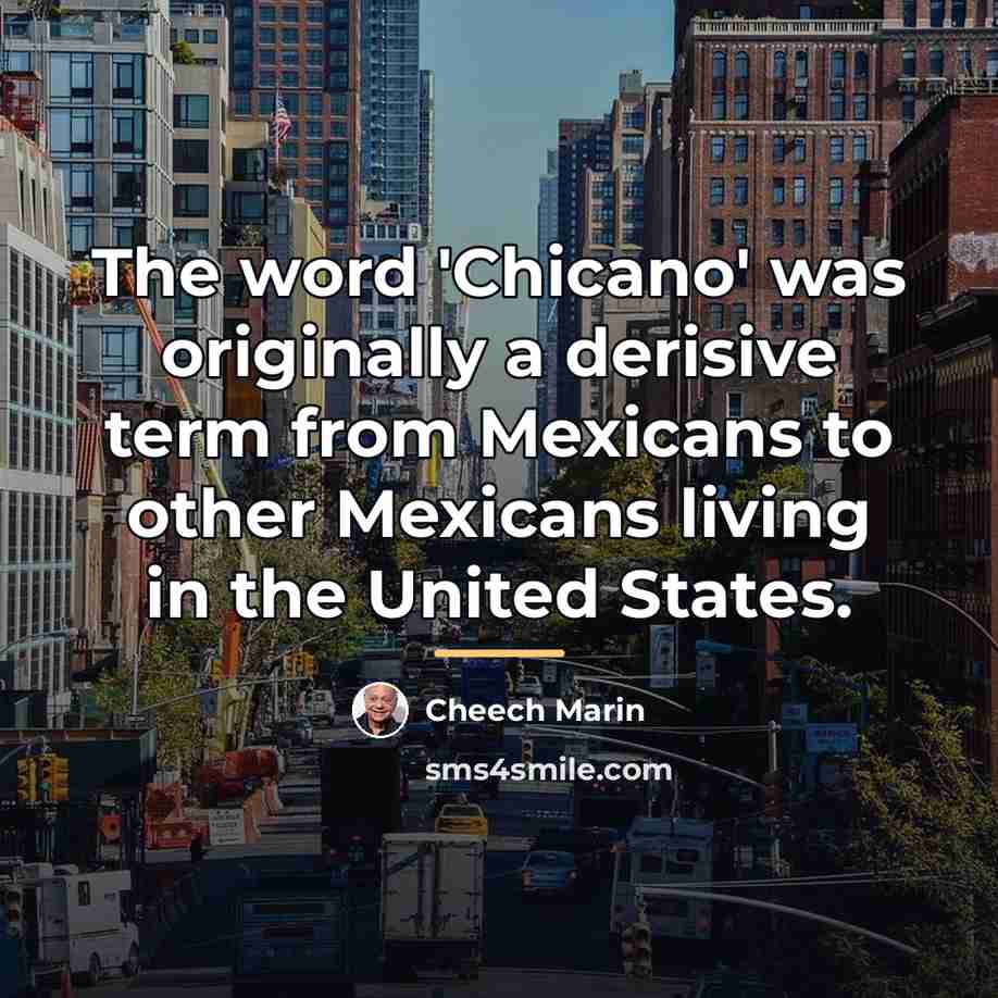 “The word 'Chicano' was originally a derisive term from Mexicans…” quote by Cheech Marin