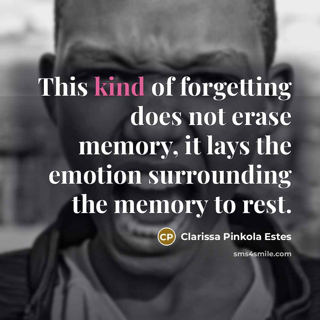 “This kind of forgetting does not erase memory, it lays…” quote by Clarissa Pinkola Estes